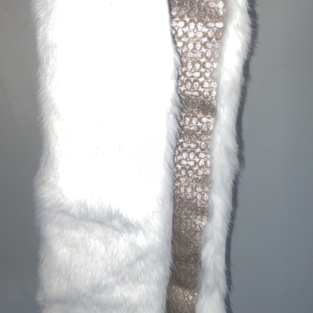 White Fur Coach Scarf